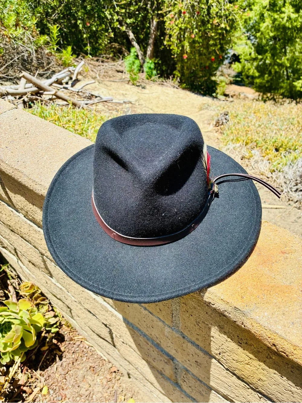 100% wool black fedora medium